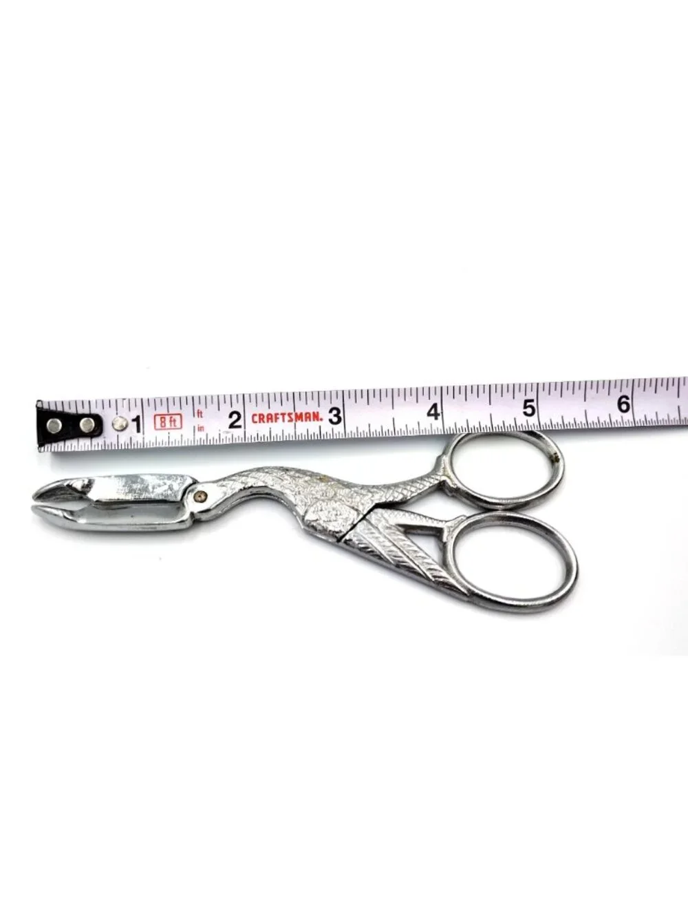 Vintage Crane Bird Sugar Cube Tongs Chrome Plated Figural Serving Utensil 5.25